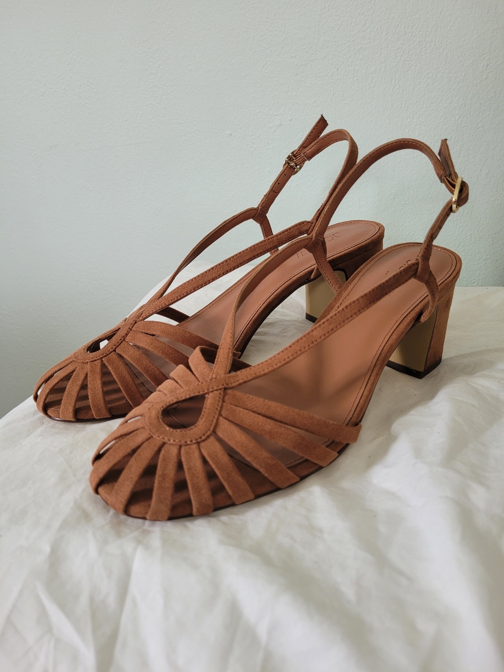 NWOT J. Crew Brown Suede Strappy Block Heel Sandals